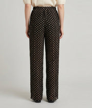 Pantalon plissé à pois femme Daino choco porté de fdos