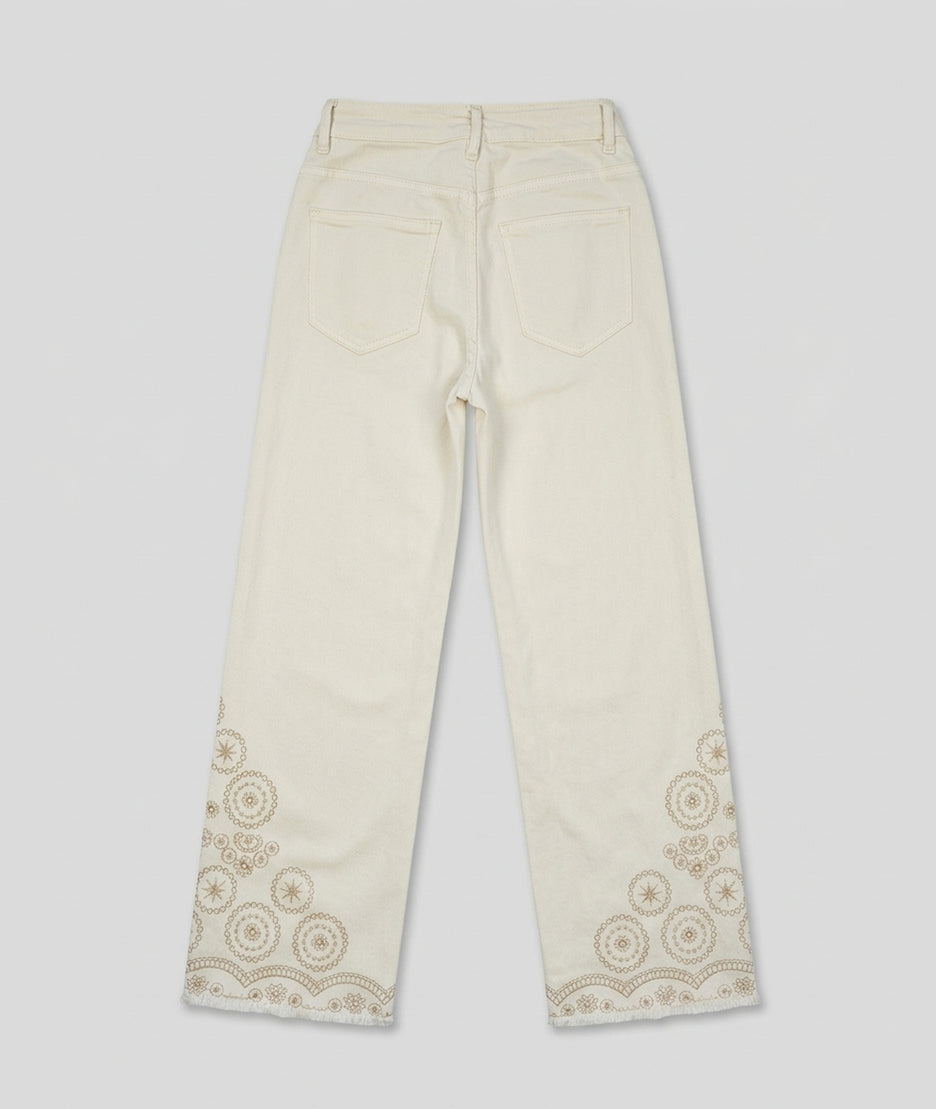 Pantalon à broderie Desig écru dos