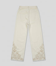 Pantalon à broderie Desig écru dos