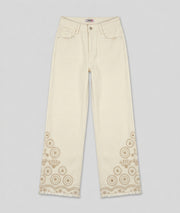 Pantalon à broderie Desig écru face