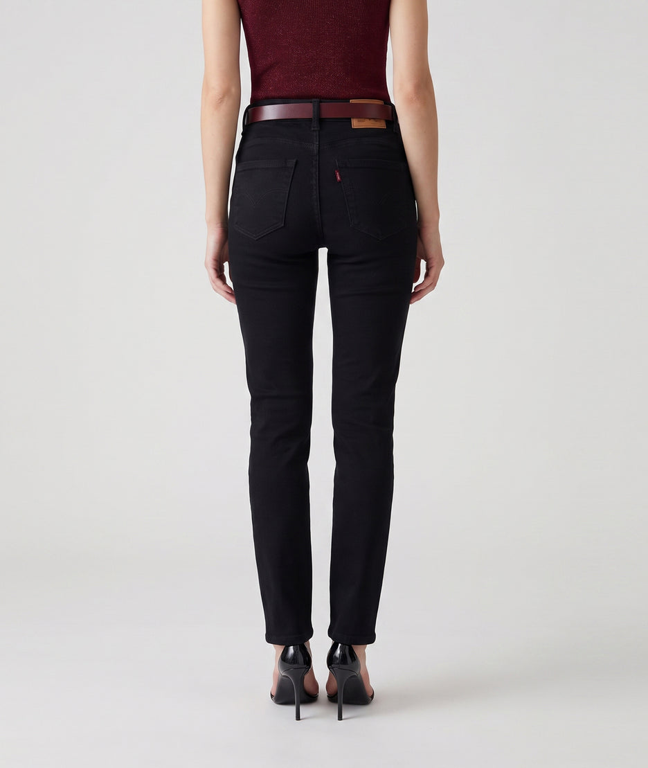 Pantalon Dlev noir coupe droite taille haute porté de dos — Carnaby
