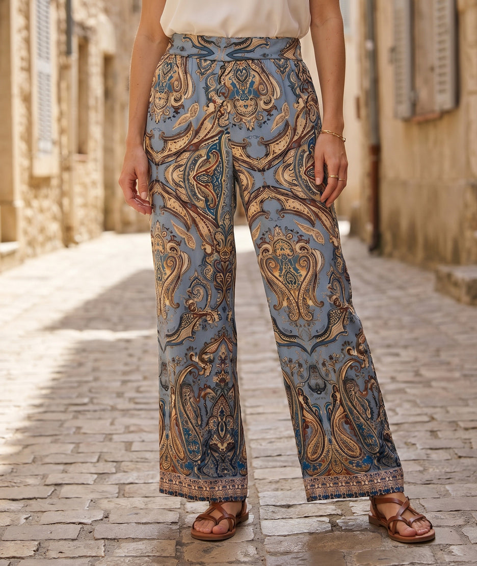 Pantalon fluide Amel coloré couleur fushia face avant - Carnaby