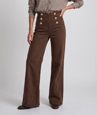 Pantalon Fpont wide leg taille haute - marron