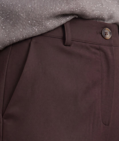 pantalon habillé Louise à revers marron détail
