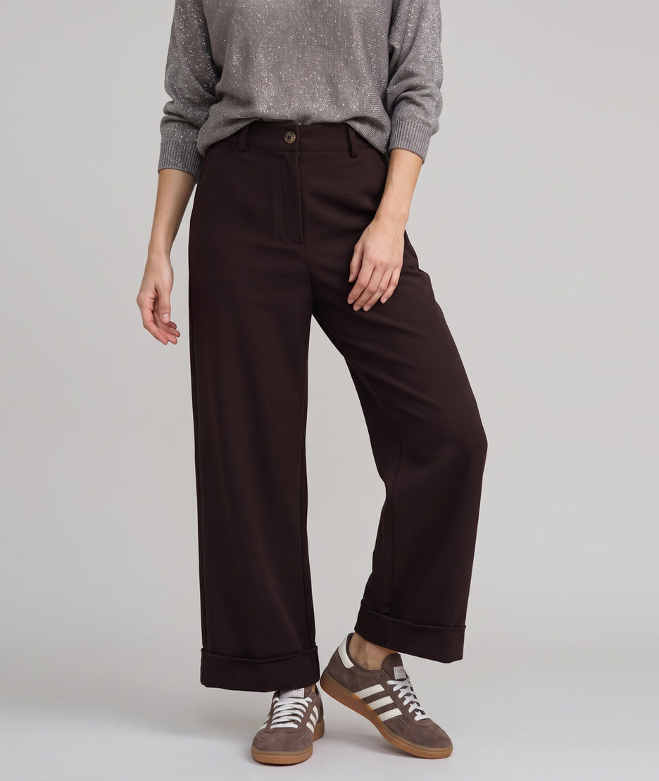 pantalon habillé Louise à revers marron face