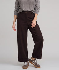 pantalon habillé Louise à revers - marron