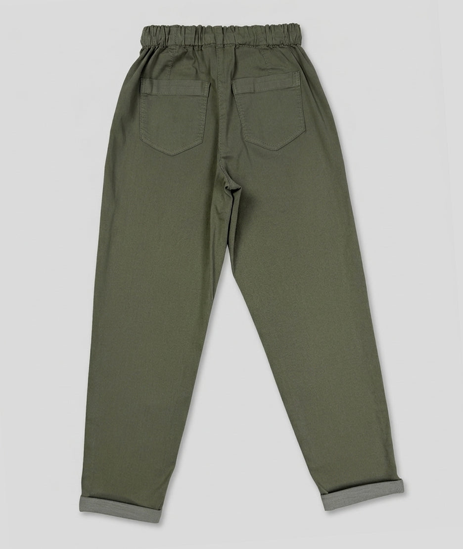 Pantalon Pattyco coupe mom taille élastiquée kaki dos