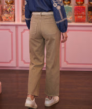 Pantalon Pinca beige large 7/8 taille haute avec ceinture de dos — Carnaby