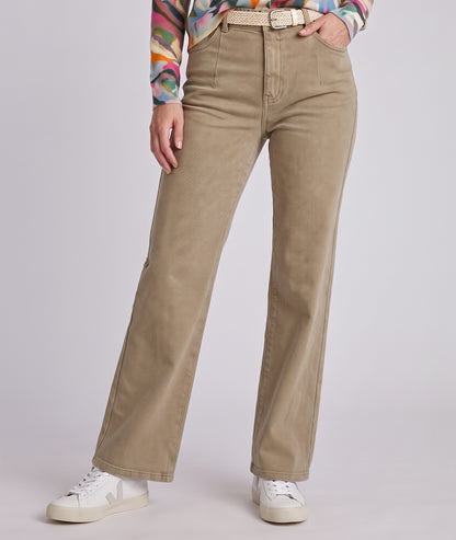 Pantalon Pinca beige large 7/8 taille haute avec ceinture — Carnaby