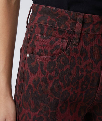 Pantalon Sauvage bordeaux wide leg à motif léopard — marque Carnaby