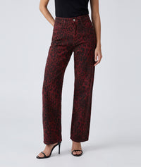 Pantalon wide leg Sauvage motif léopard - bordeau