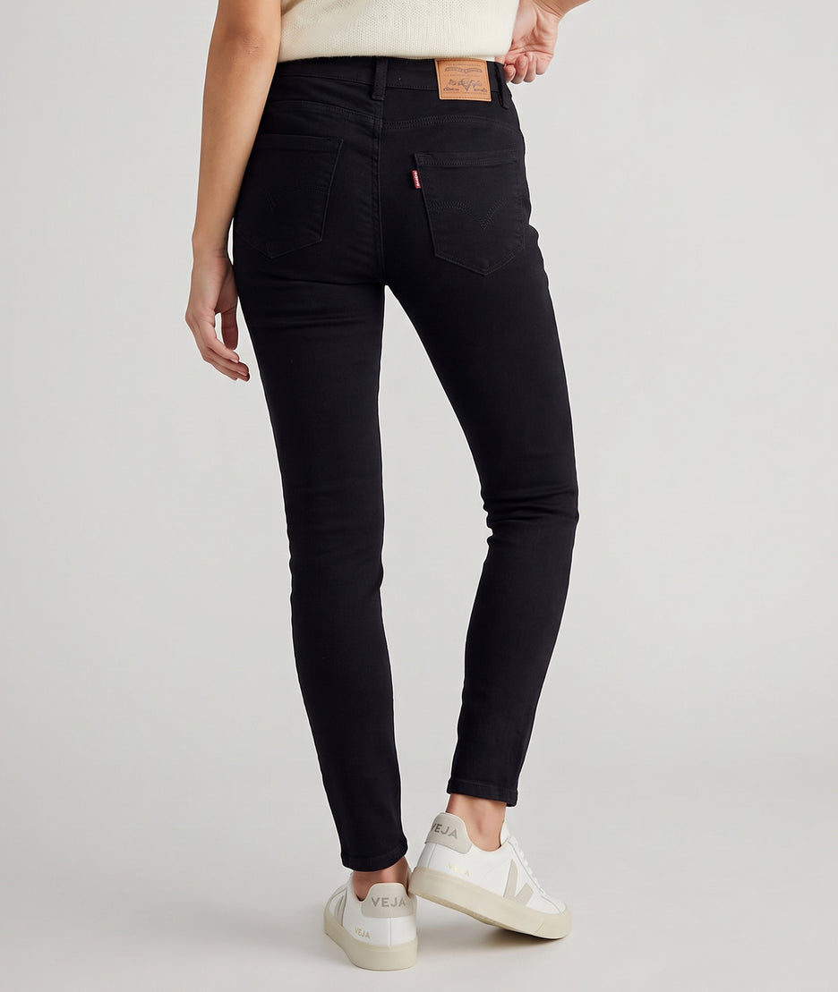 Pantalon slim femme noir taille haute 
