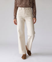 Pantalon large femme écru coupe wide leg taille haute