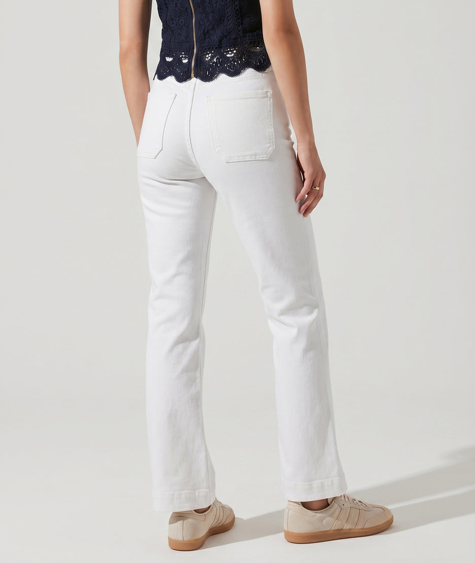 Pantalon Tress flare avec poches carrée blanc dos