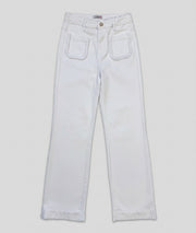 Pantalon Tress flare avec poches carrée blanc face