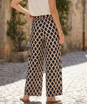 Pantalon fluide Yana à motifs  marine face arrière - carnaby