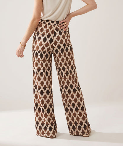 Pantalon fluide Yana à motifs  marron face arrière - carnaby