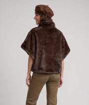 Poncho réversible femme kaki matelassé avec poche kangourou