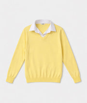 Pull col chemise - jaune