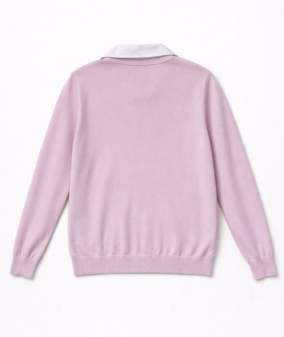 Pull col chemise - lilas