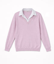 Pull col chemise - lilas