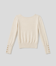 Pull col V avec détails boutons - beige