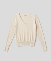 Pull col V avec détails boutons - beige