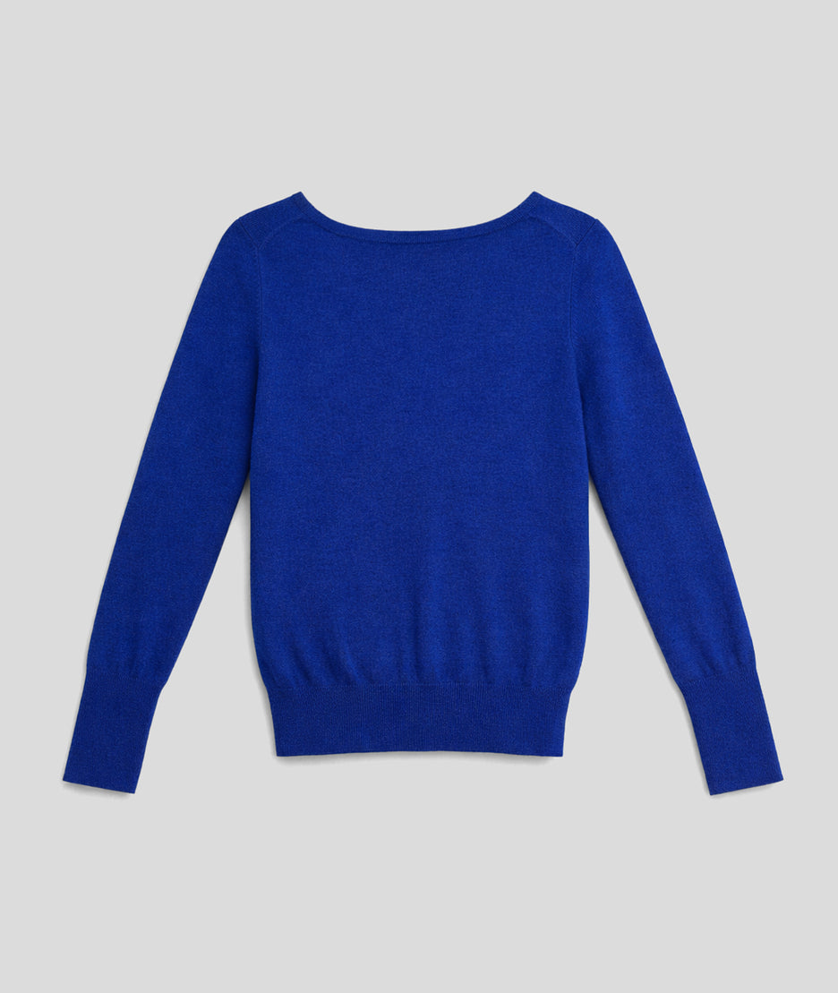 Pull col V  arrière - bleu roi