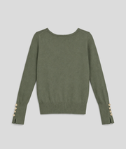 Pull col V avec détails boutons - kaki