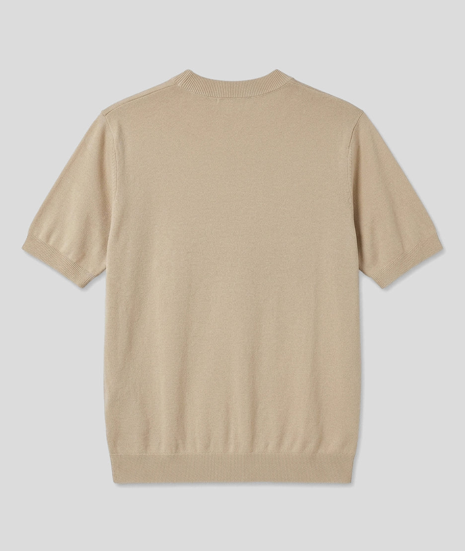 Pull manches courtes cœur arrière - beige