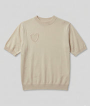 Pull manches courtes cœur avant - beige