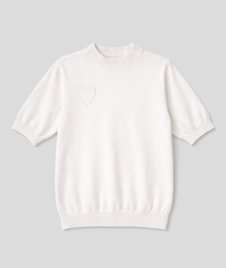 Pull Cory manches courtes cœur - blanc
