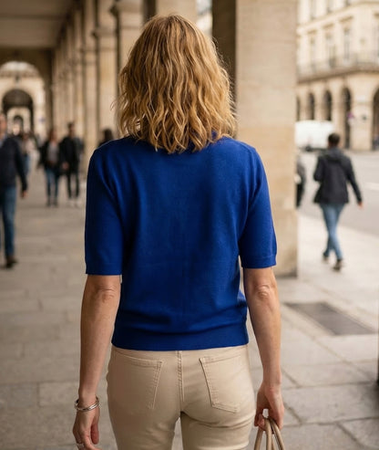 Pull Cory manches courtes cœur - bleu roi face arrière