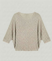 Pull ample pailleté Ilura beige face arrière