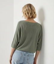 Pull Ilura ample pailleté kaki dos