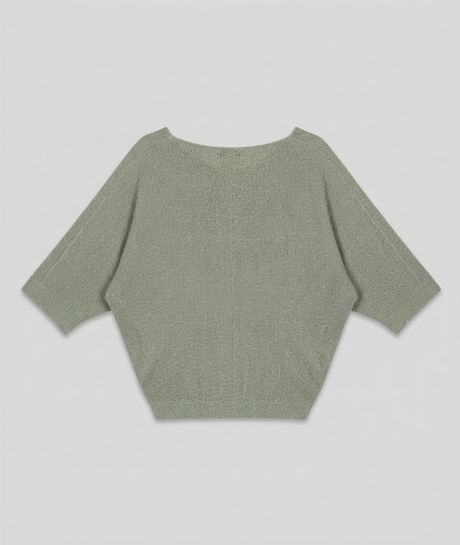 Pull Ilura ample pailleté kaki dos