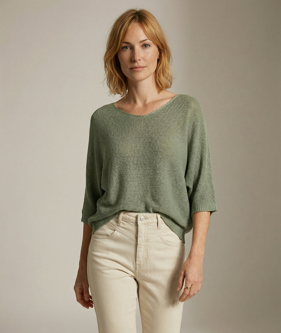 Pull Ilura ample pailleté kaki face