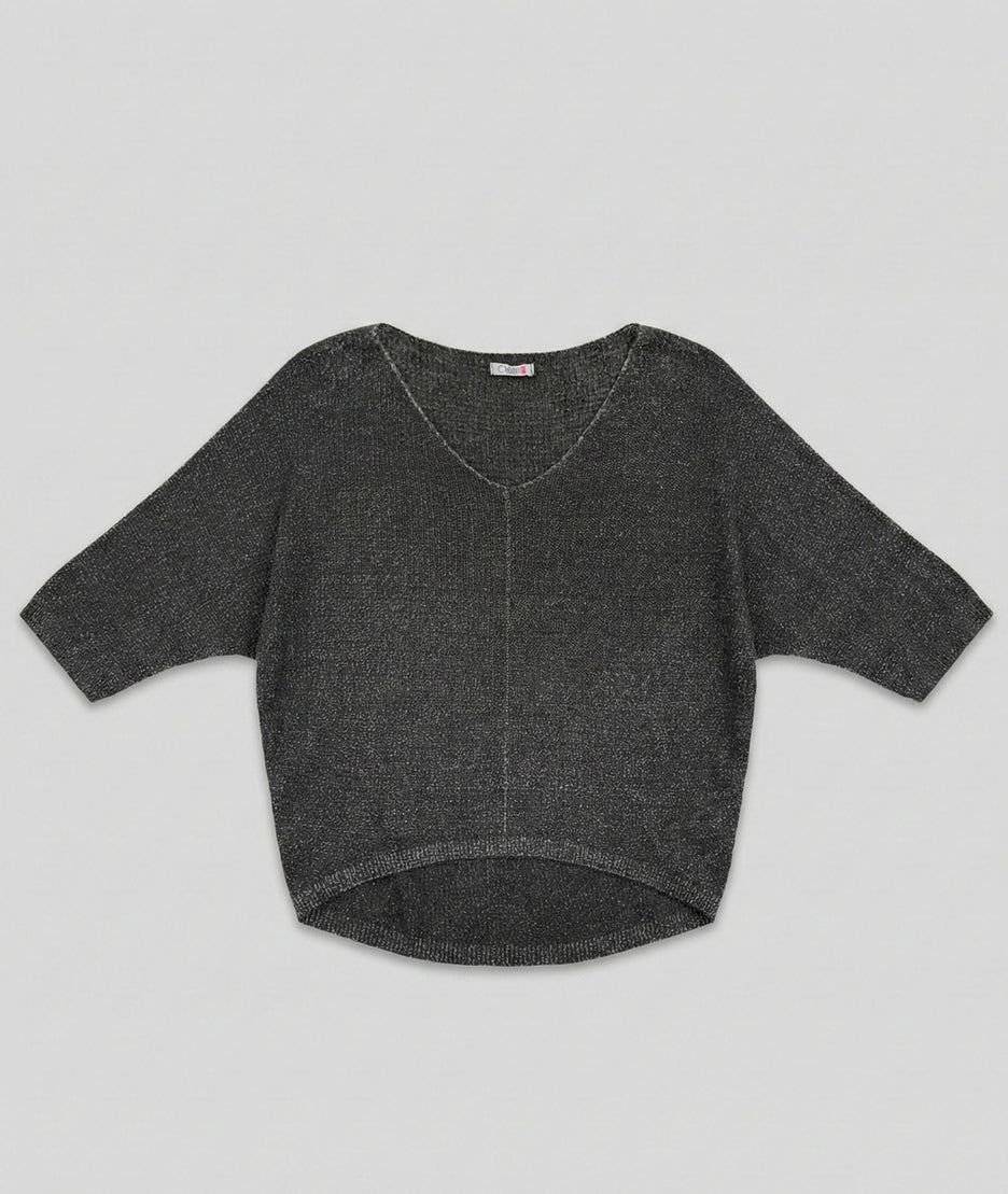 Pull ample pailleté Ilura noir face avant