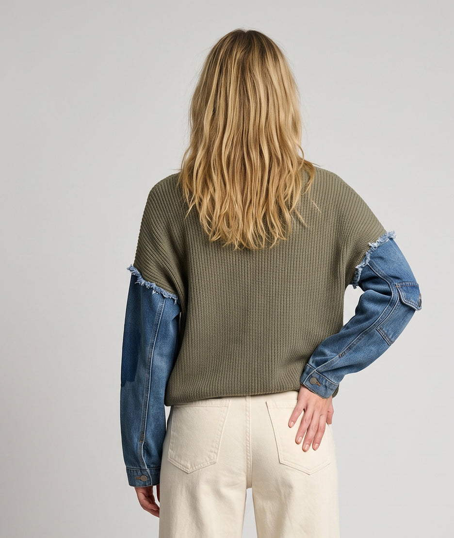 Pull en maille et jean Jeanna - kaki