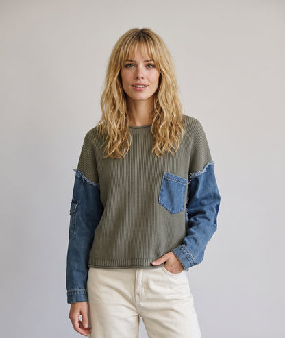 Pull en maille et jean Jeanna - kaki