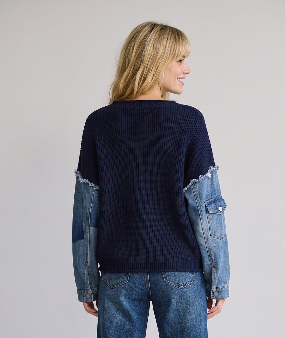 Pull en maille et jean Jeanna - marine