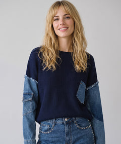 Pull en maille et jean Jeanna - marine