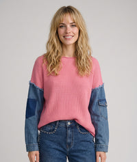 Pull en maille et jean Jeanna - beige