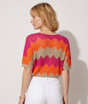 Pull Lena en maille colorée orange dos