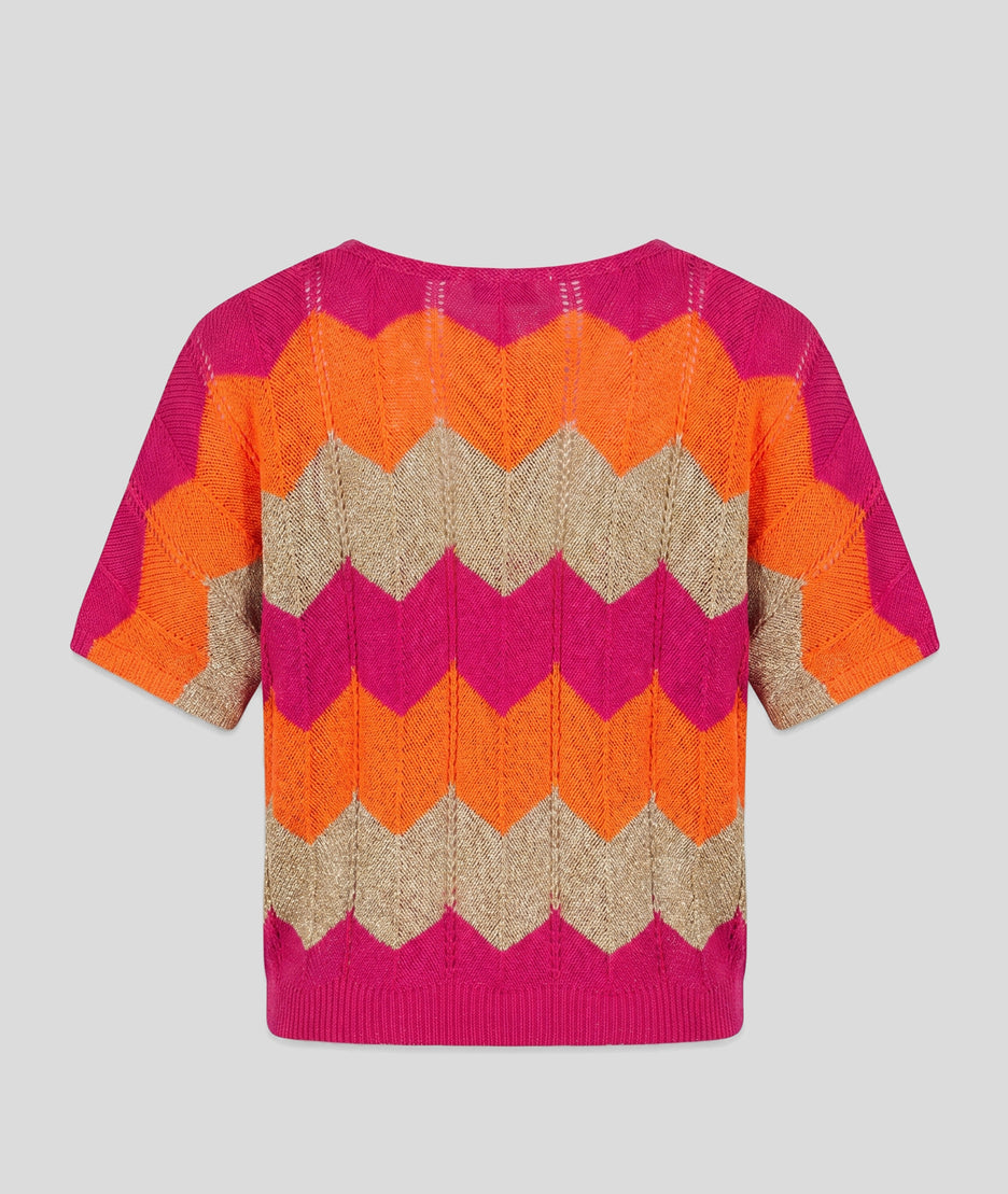 Pull Lena en maille colorée orange dos