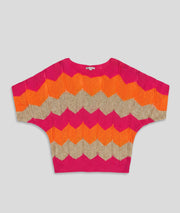 Pull Lena en maille colorée orange face