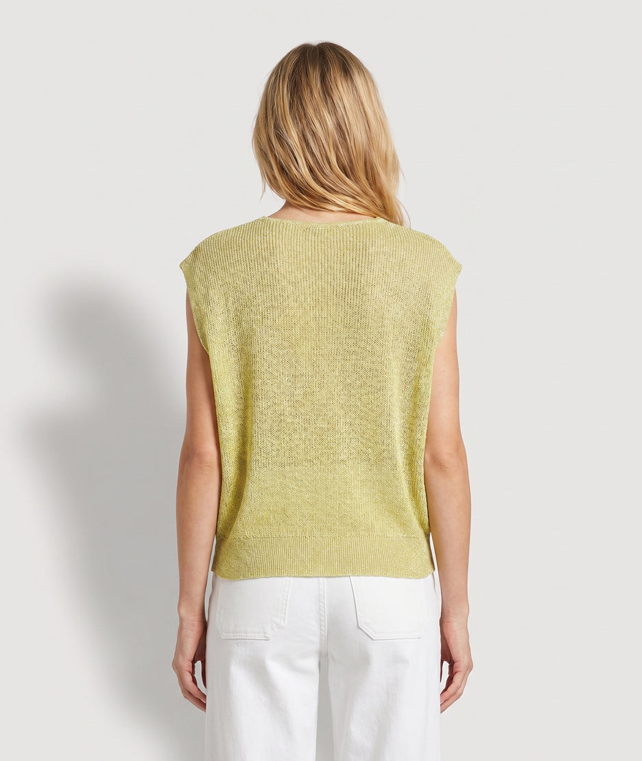 Pull Lexi en maille pailleté jaune dos