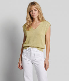 Pull Lexi en maille pailleté jaune face