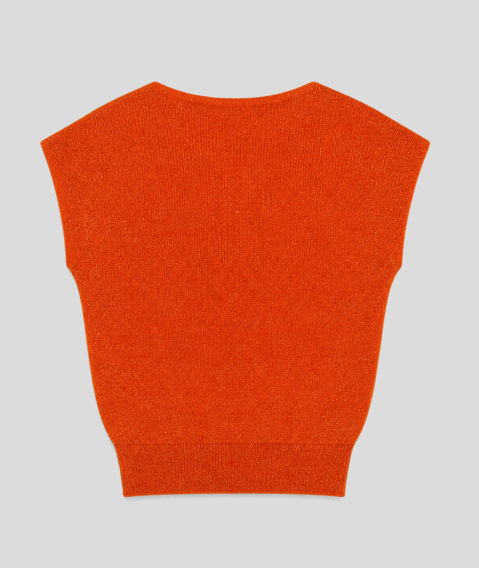 Pull Lexi en maille pailleté orange dos