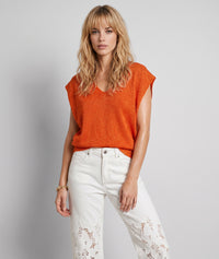 Pull Lexi en maille pailleté - orange